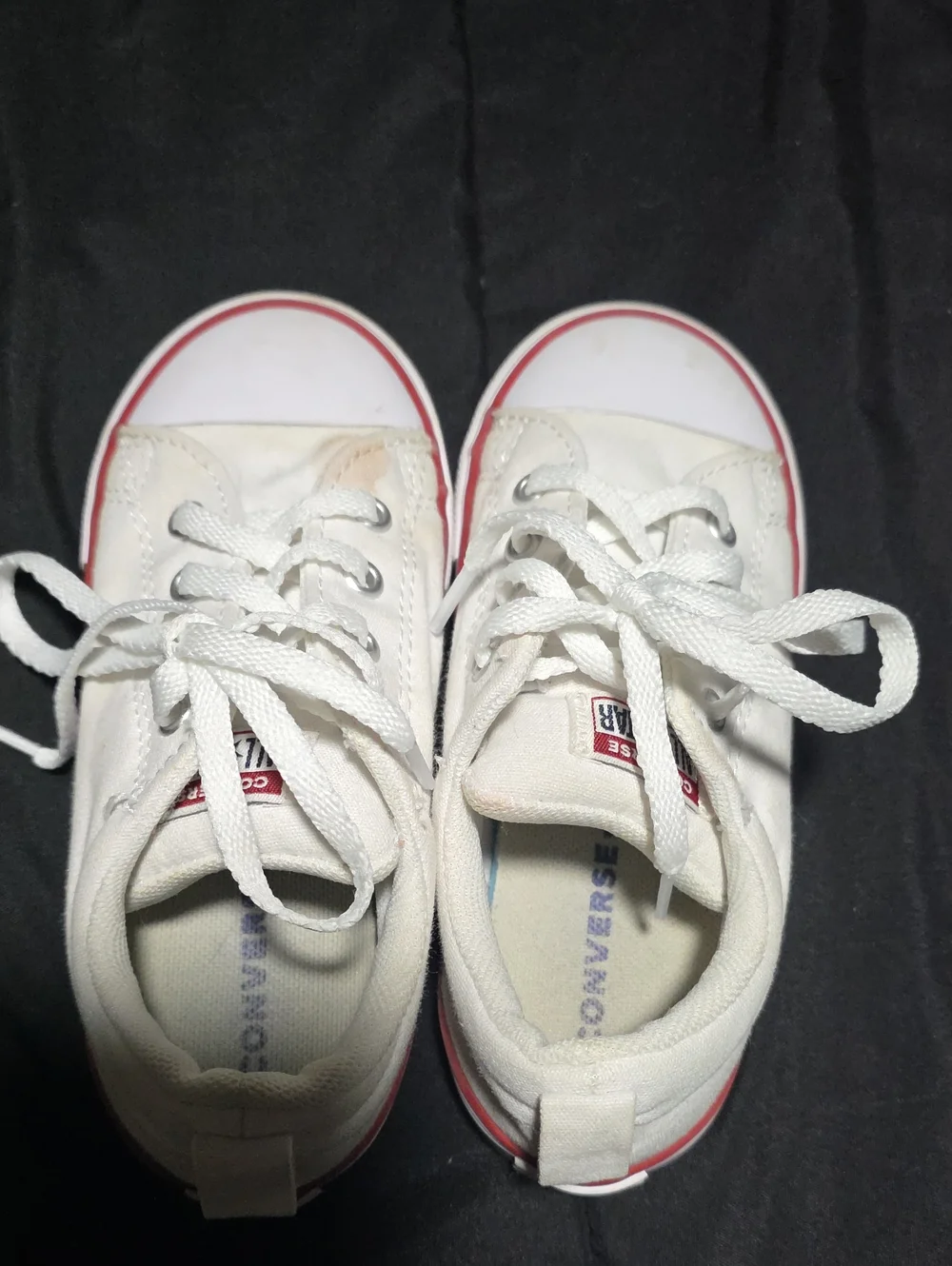 Converse Kids White Canvas Low-Top Sneakers with Red Trim